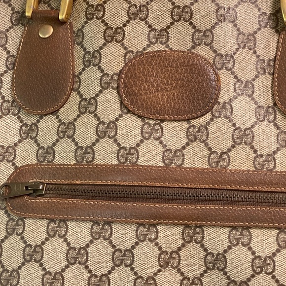 Authentic Gucci Tote Bag Sherry Line Brown PVC with Leather trim and handles - Picture 4 of 16